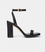 Angela Ankle Strap Black Leather Sandal