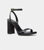 Angela Ankle Strap Black Leather Sandal