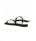 Fanning Black Leather Sandal