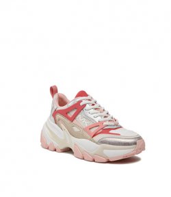 Soft Pink Multi Nick Trainer Metallic Suede