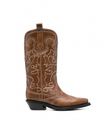 Mid Shaft Embroidered Tiger's Eye Western Boots