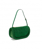 Bumper-15 Green Leather Shoulder Bag With Crystal