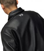 Y3 X REAL MADRID RM COLLAR JCKT Black Faux Leather Jacket