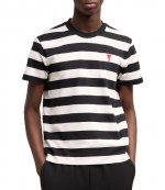 Red Ami De Coeur Black White Stripes T-Shirt