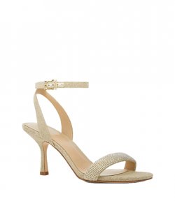 Carrie Embellished Glitter Chain-Mesh Sandal Pale Gold