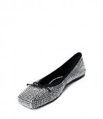 Billie Flat Black White Rhinstone Ballet Shoes