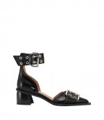 Black Feminine Chunky Buckle Open Cut Pump