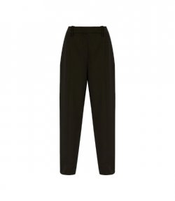 Light Twill Suiting Relaxed Pleated Black Pants