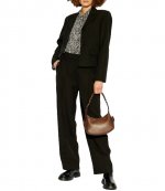 Light Twill Suiting Relaxed Pleated Black Pants