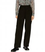 Light Twill Suiting Relaxed Pleated Black Pants