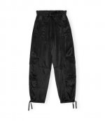 Washed Satin Black Pocket Pants