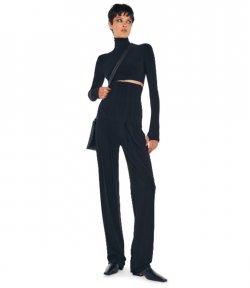 Black High Waist Pleat Pants