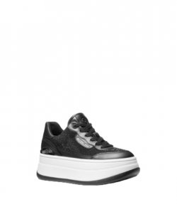 Hayes Lace Up Scuba/Hot Fix Stones Black Platform Sneakers