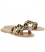 ANCIENT GREEK SANDALS LEATHER PONY LEOPARD SLIDE