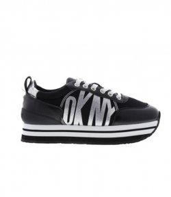 DKNY PANYA - LACE UP SNEAKER SILVER PRINT LOGO